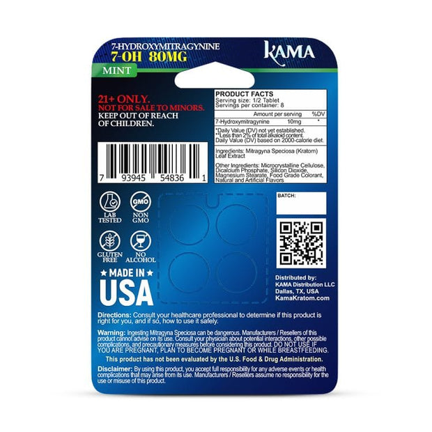 Kama 4X 7 - Hydroxy Tablets 80mg (4 Count) - Grape - Kratom Hood