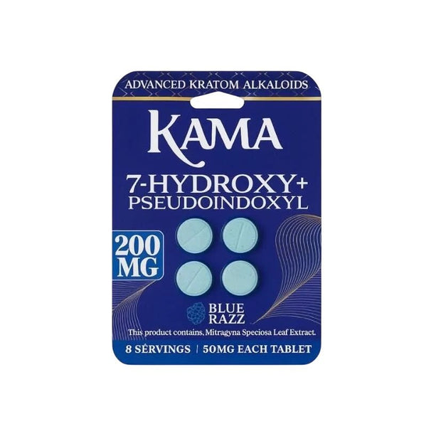 Kama 7 - Hydroxy Tablets 50mg (4 Count) - Blue Razz - Kratom Hood