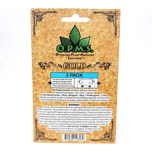 OPMS Gold Kratom Capsules - 3 Pack - Kratom Hood