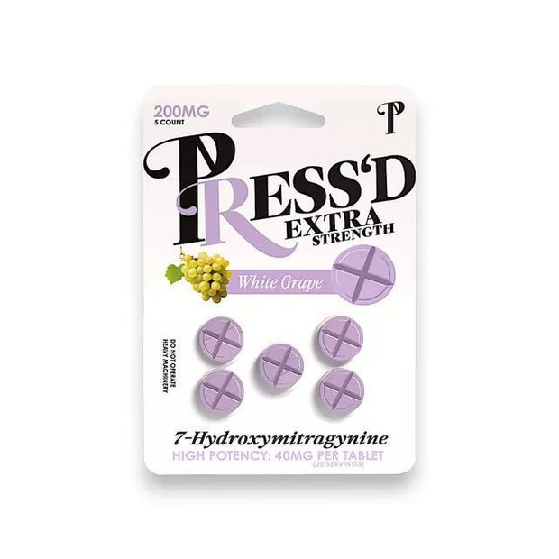 Press'd Extra Strength 7 - Hydroxymitragynine Tablets 40MG (5 - Count) - Kratom Hood