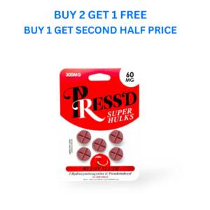 Press'd Super Hulks 60mg Tablets - 5 Pack 300mg- Melon Slush